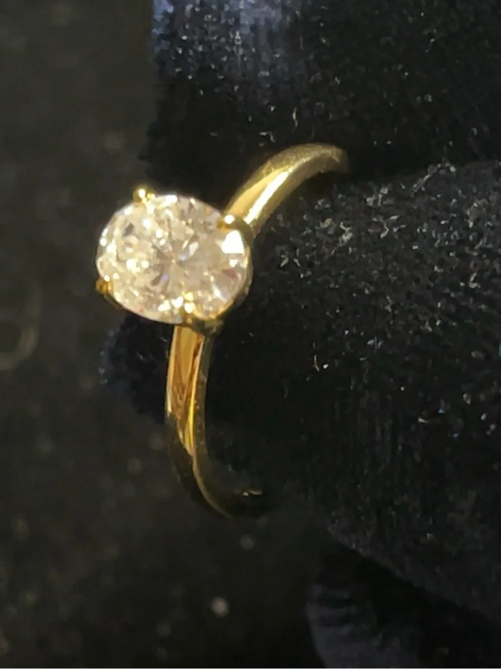 1.5 CT Oval Moissanite Solitaire Ring Gold Over S925 Size 7
